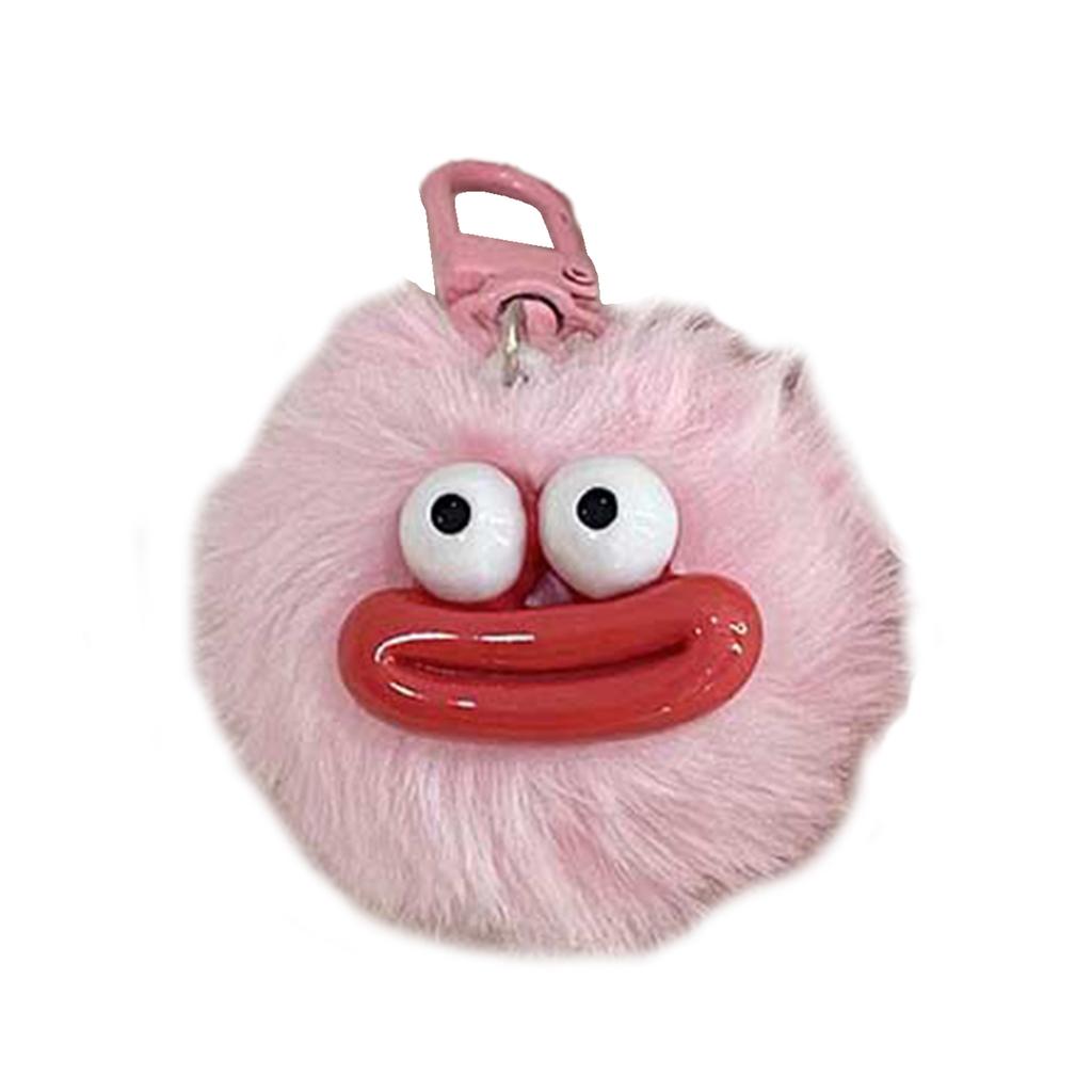 Eye Catching Keychain Colorful Sausage Mouth Pendant Keyring Furry Ball Key Chain Portable Keyrings Accessory for Women