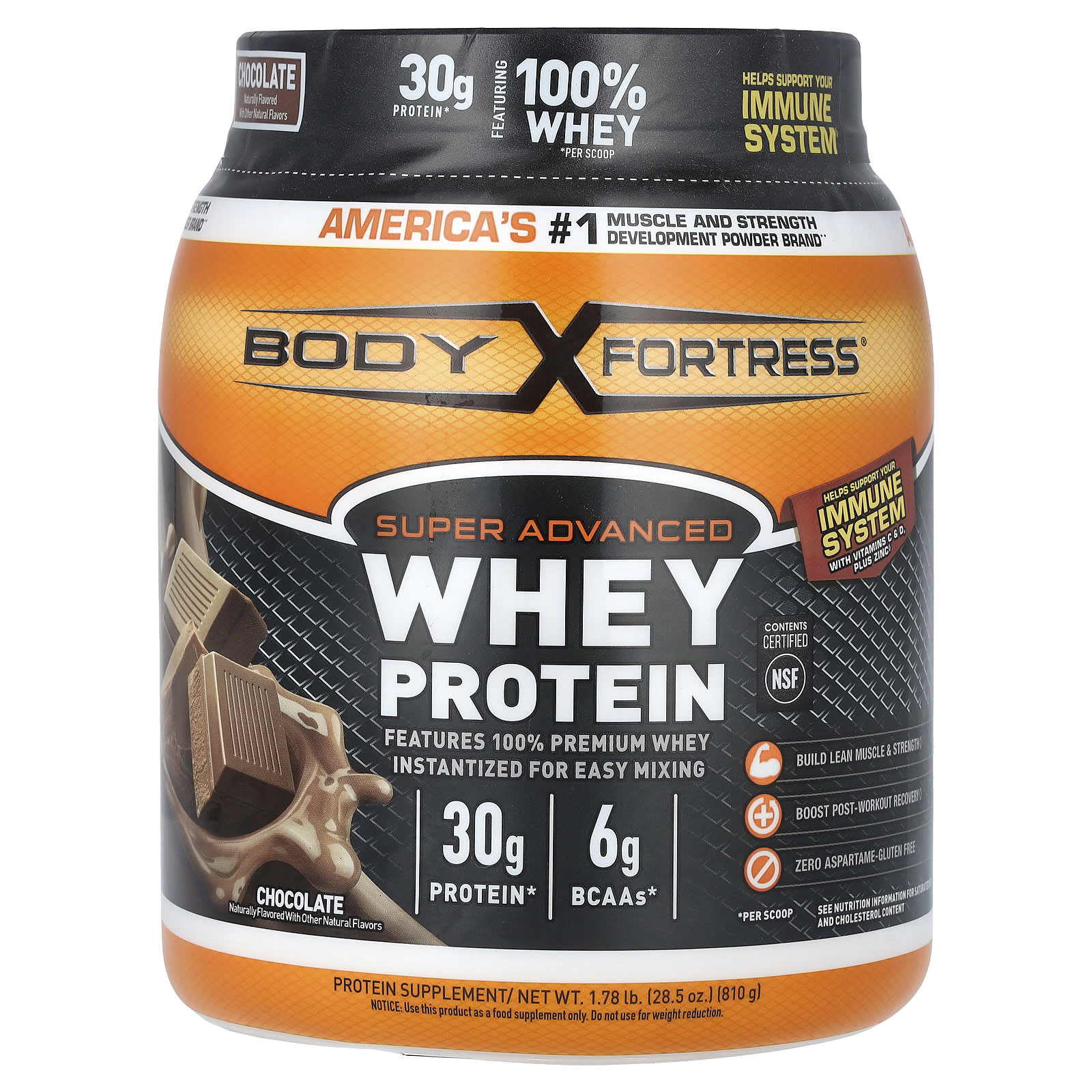 

Body Fortress, Super Advanced Whey Protein, Chocolate, 1.78 lb (810 g)