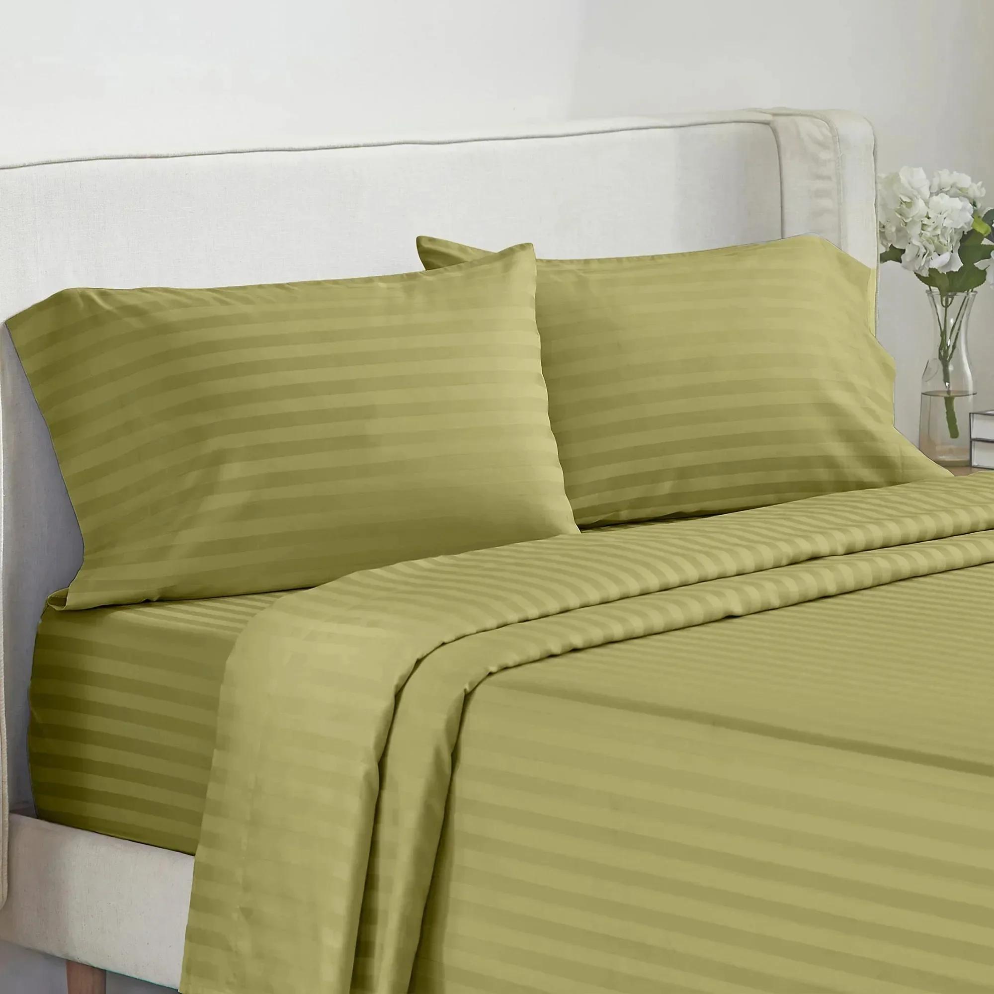 

3/4 шт. Мягкое стеганое покрывало для сна, однотонный полосатый комплект постельного белья для односпального/двуспального/королевского/суперкоролевского размера для спальни, одеяло, комплект простыней FULL 4pcs зелёный