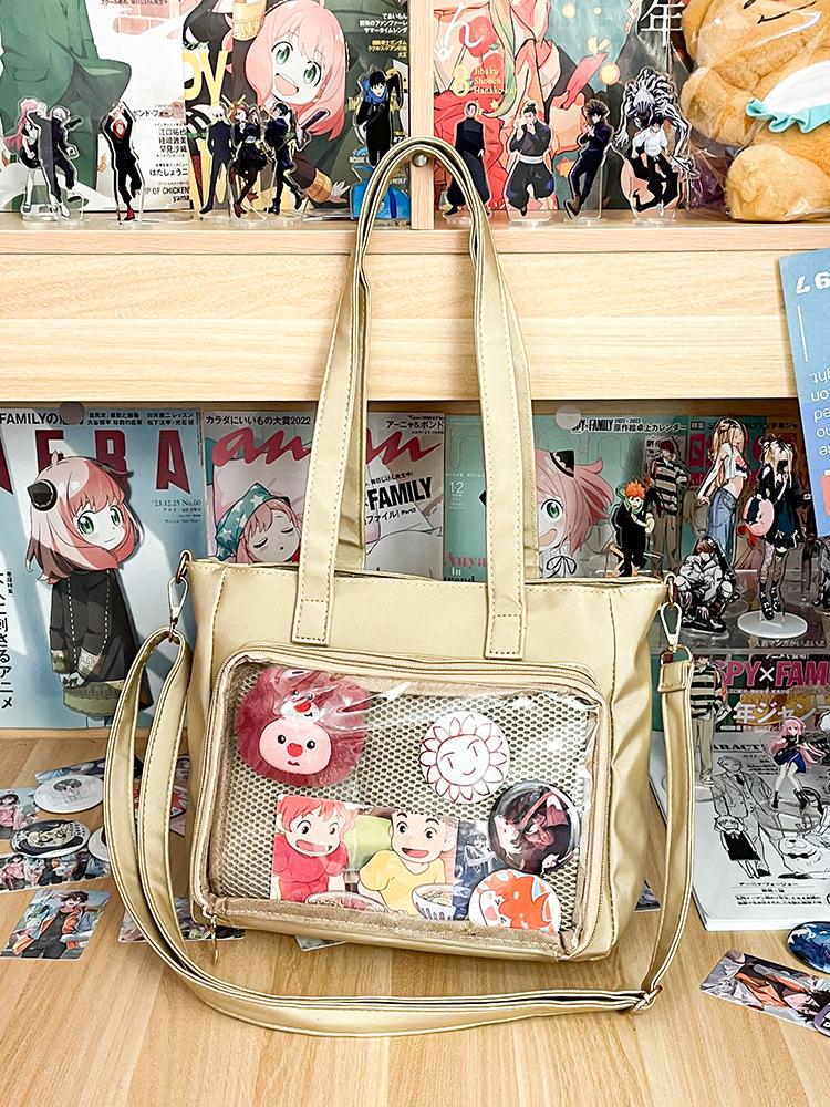 

Girls daily transparent large-capacity two-dimensional bar badge single shoulder crossbody pain bag women s tutoring bag Lilith золотой