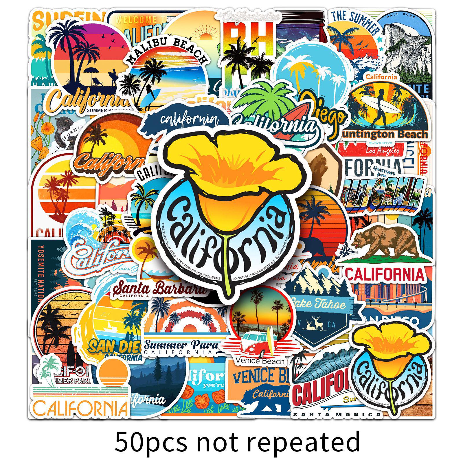 California Cartoon Stickers: 50 Outdoor National Emblem Stationery & Planner Decals
