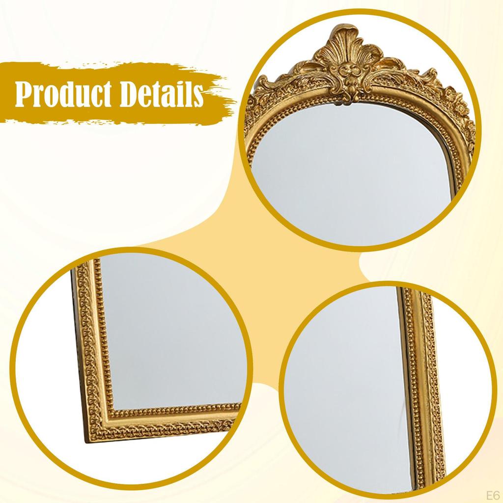 Decorative Vintage Vanity Mirror, Made of Resin, with An Arched Frame, Ideal for Parties.