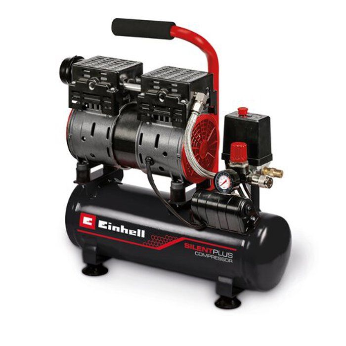 Einhell compresseur silencieux te-ac 6 silent (550 w, max. 8 bar, cuve 6l, 110 l/m, 57db, moteur sans huile ni entretien)