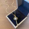 Gold Pearl Key Pendant Titanium Steel Clavicle Necklace For Women