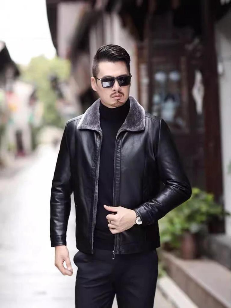 Men's Leather Jacket for Winter and Autumn - Thick Velvet Lining, Casual & Warm 