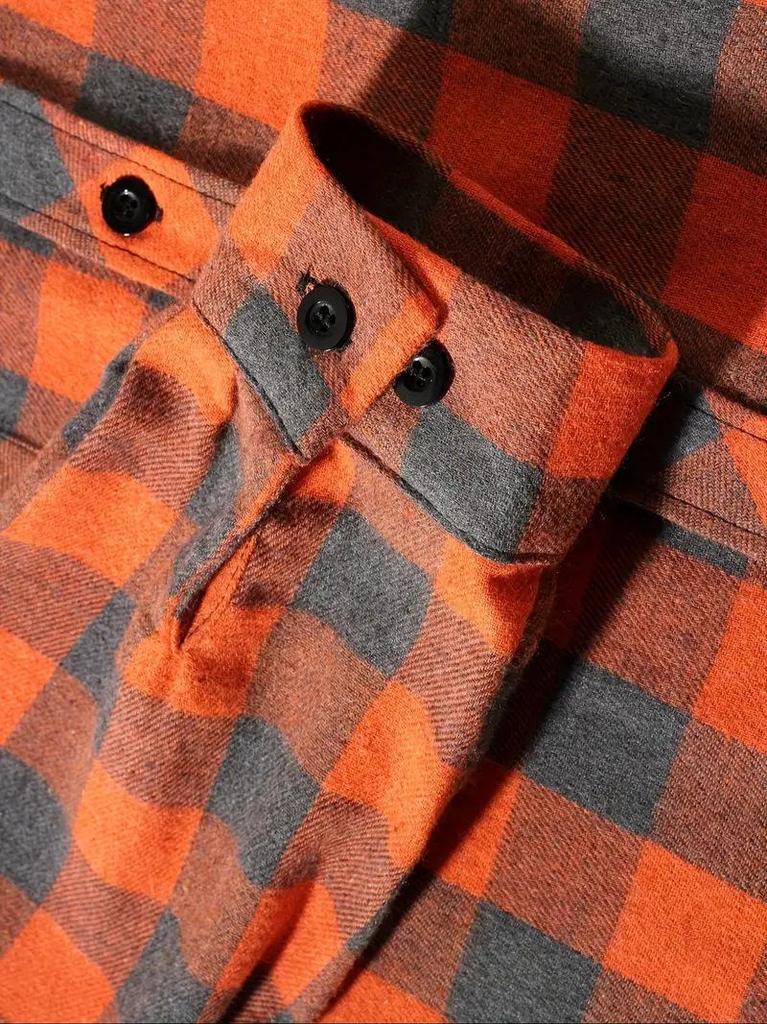New Fleece Plaid Hooded Shirt Jacket with Double Pockets - European & American Sizes Available for Men