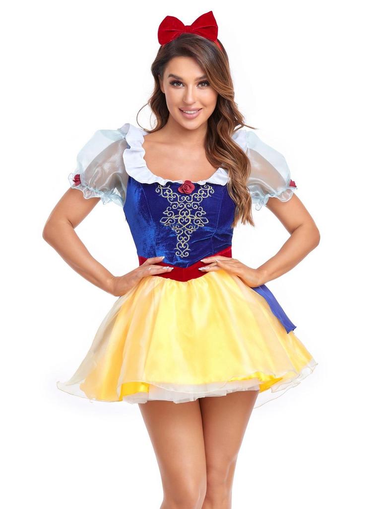 Disney Princess and Villain Cosplay Costumes: Snow White, Belle, Anna, Ariel, Evil Queen, Sleeping Beauty, Red Queen.