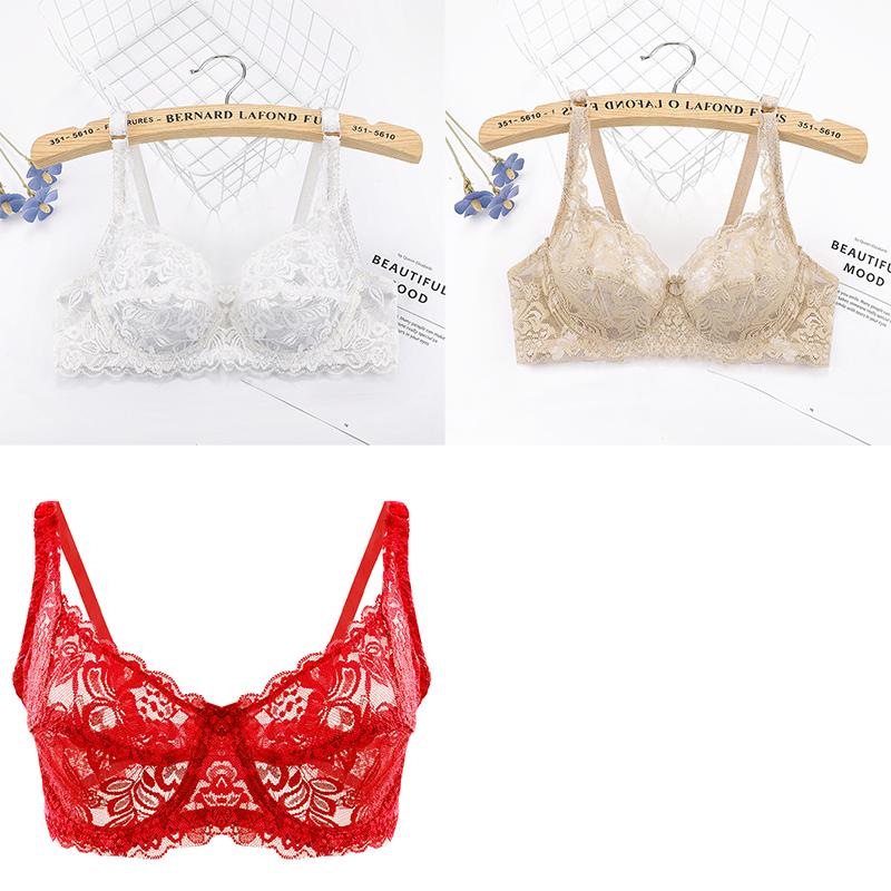 1/3Pcs Lace Push Up Bra Thin Bralette Top Underwired B C Cup French Style Women’s Bras Transparent Bralette Deep V Sexy Lingerie