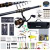 Goture Fishing Set Set K with Durable Fishing Smooth Spinning Carbon Fiber Telescopic Fishing Rod 66 Lures Waterproof Storage and Japanese Instruction