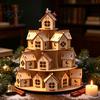 Christmas Party Decoration Wooden Advent Calendar, 24 House Countdown Display Stand with Tree DIY Holiday Shape, Festive Tabletop Shelf Decor,
