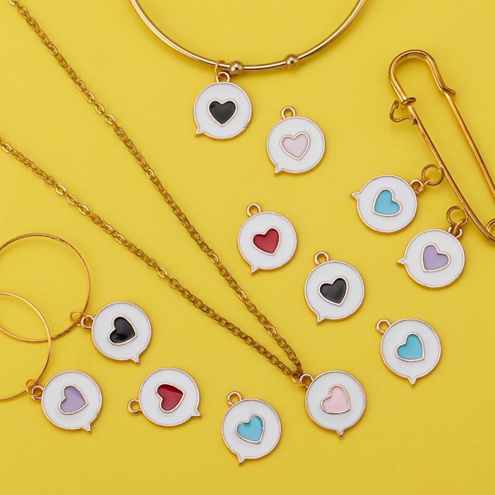 10Pcs/Lot 16mm Alloy Pendant Single Sided Oil Dropping Heart Pendant For Jewelry Making Diy Exquisite Necklace Accessorie