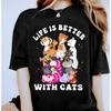 Retro   Katzen Tshirt Womens Tshirt Four Seasons Unisexs and Womens Pure Cotton Casual Fashion Retro Clothing