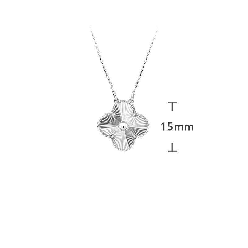 K rose gold four-leaf clover necklace women's single flower white fritillary chalcedony laser agate full diamond collarbone chain