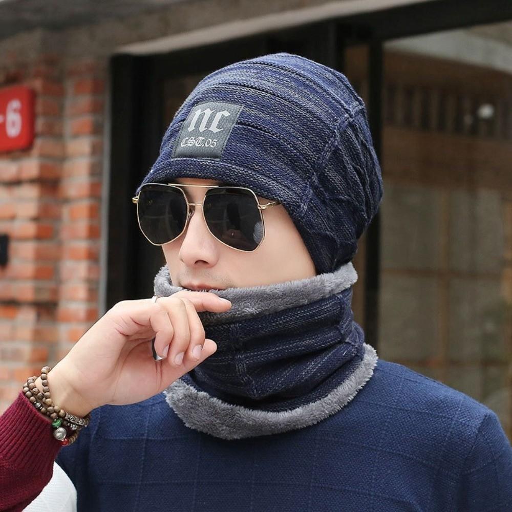 Windproof Pullover Cap Warm Face Shield New Hat Scarf Set  Unisex