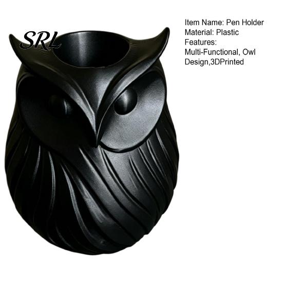 Decorative Pen Holder 3D Printed Owl Holder, 2 in 1 Flower Vase Multifunctional Container Desk Organizer, Cute Plastic Makeup Brush Home Office Decor