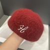 Autumn and Winter New English Letter Beret Hat for Women Casual Warm Woolen Hat with Temperament and Face Little Painter Hat