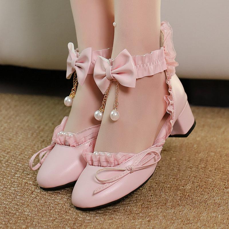 

Новые принцессные сандалии женские с бантом Лолита школьные детские студенческие туфли для маленькой девочки летние сандалии детские для девочек 39 (inner length 24.5cm) розовый