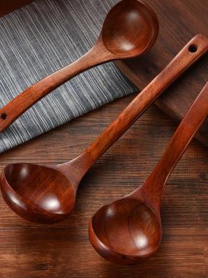 Wooden Scoop Spoon Drink Soup Natural Wood Japanese Korean Cooking Mixing Stirrer Rice Large Long Handle Tableware Kitchen Tools