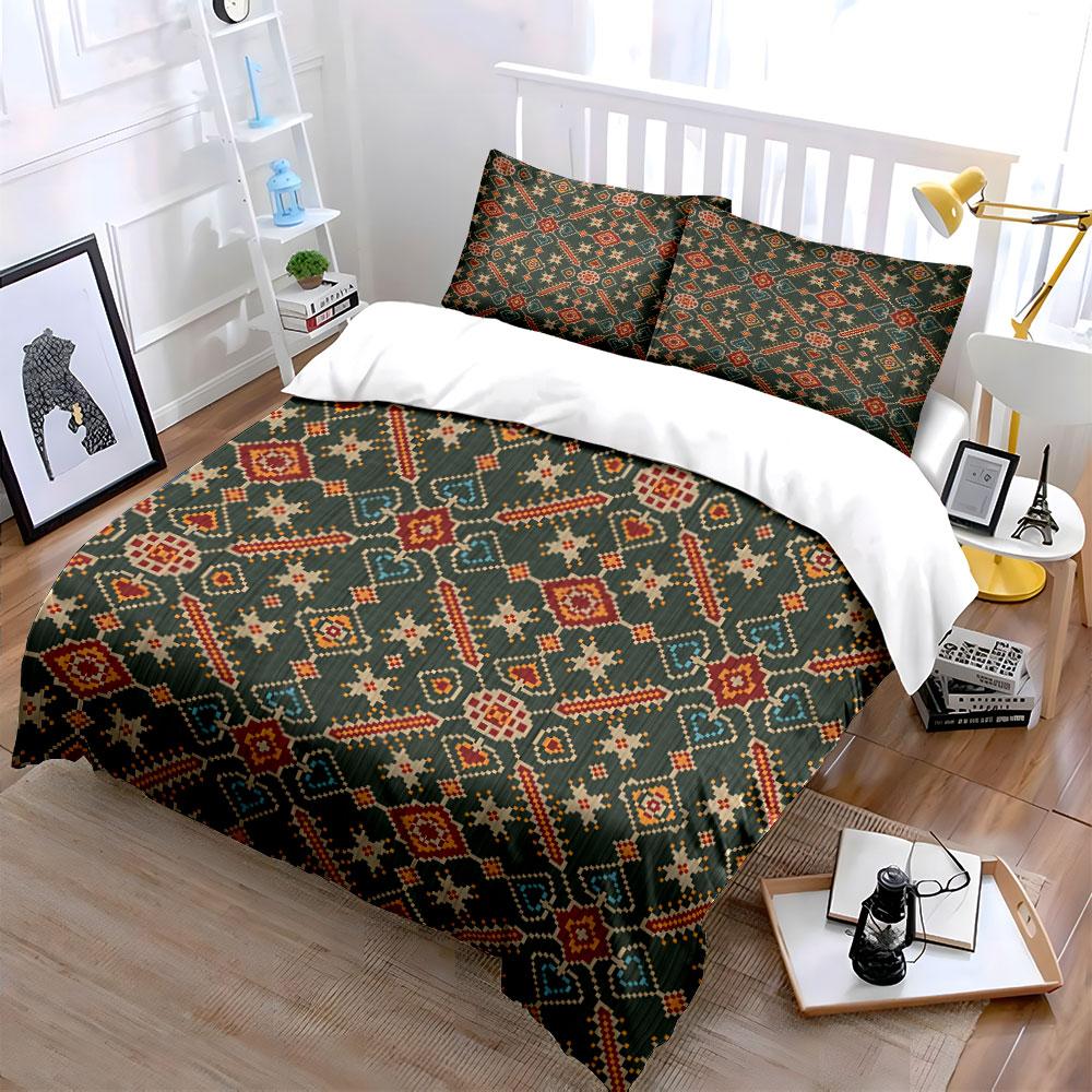 Geometric Ethnic Pattern Design Bedding Duvet Cover Set Duvet Cover Pillowcases (1*Duvet Cover 2*Pillowcases, Without Duvet Insert)