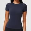 American front shoulder sports T-shirt female slim fit fitness top breathable high elastic running yoga clothes short sleeves
