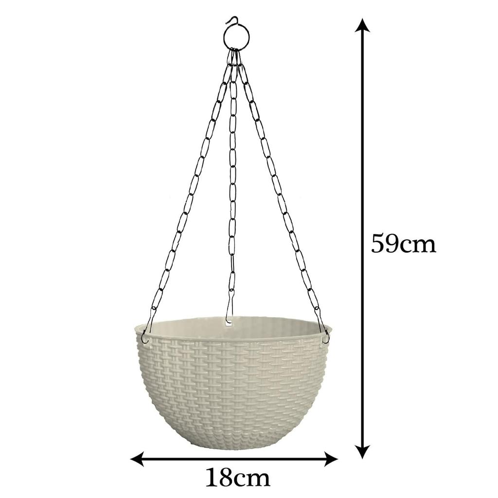 Set of 5 Plastic Hanging Flower Pot for Balcony & Railing | Planters for Home-Lawns & Gardening | (Flowers Not Included)