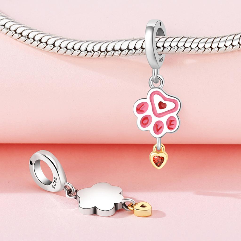 Bead Charms Copper Charm Bead Charms Authentic Pink Claw Pendant Bead Charms Compatible With Bracelets Jewellery Diy Women Fine Gift Accessory