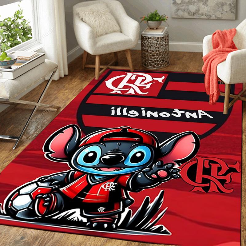 1pc Stitch Flamengo Football Spirit Carpet Rug for Bedroom Living Room Decor Sofa Home Game Area Rug Non-slip Floor Mat. DT71601110 40cm x 60cm