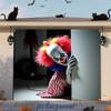 2D Creepy Killer Clown Banner, Spooky Halloween Garage Door Background