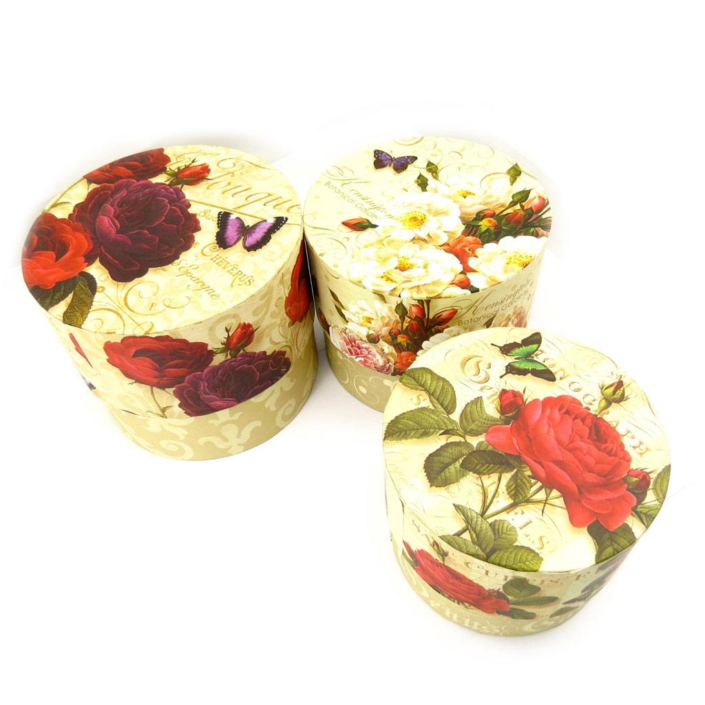 Les Trésors De Lily [K5075] - Set aus 3 stapelbaren Dosen 'Botanischer Garten' rot-beige