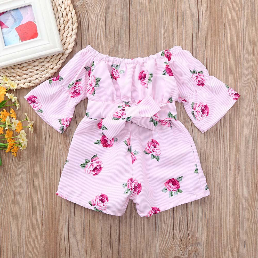 Buy Infant Toddler Baby Girls Striped Floral Print Romper Jumpsuit
