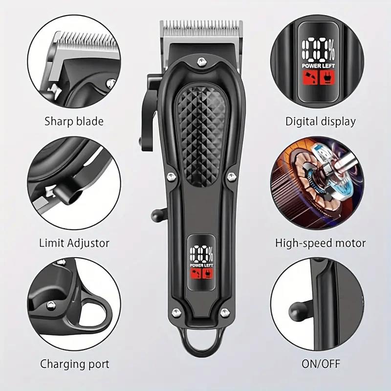 Xiaomi Professional Men's Hair Trimmer with LED Display, Rechargeable Lithium Battery USB Charging Wireless Trimmer Suitable for Trimmi
