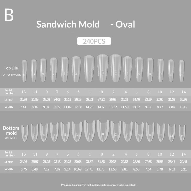 

240pcs Sandwich Nail Mask Rapid Extension Paperless Tray Crystal Light Therapy No Need To Build Molds Exclusive for Nail Salon