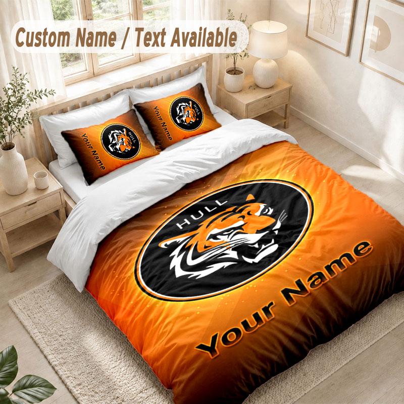 Custom Name Bedding Set 3 PiecesHull City Print Duvet Cover + 2 Pillowcases Soft Bed Decor