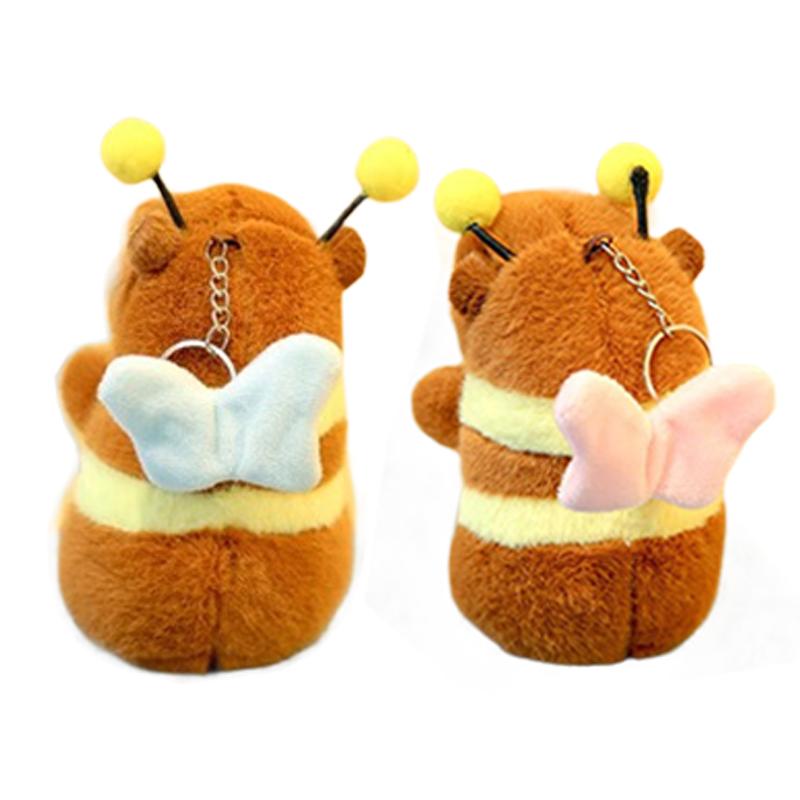 Cute Bee Capybara Plush Keychain Butterfly Wings Capibara Wind Up Toy Cartoon Funny Animal Backpack Pendant Woman Girls Gift