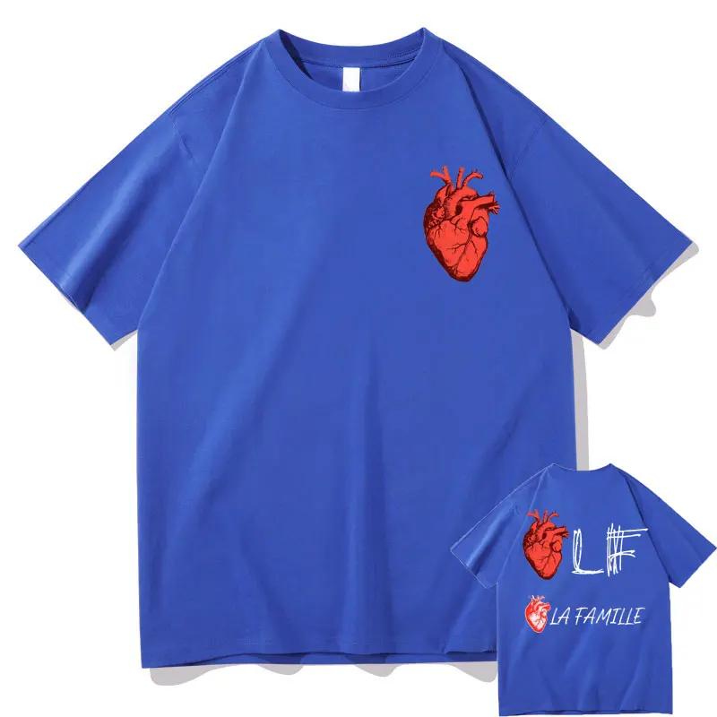 Lf La Tamille Heart Tshirt Le Monde Chico Album PNL The Family Tshirts Men Women HipHop Oversized T Shirts Man Loose Tops Tees