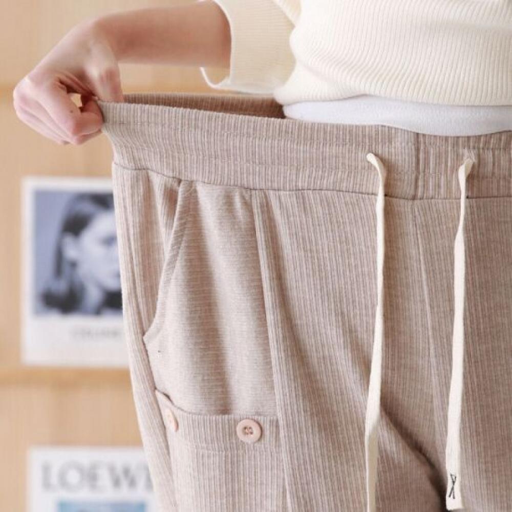 From Heart Women Knit Cut Button Baggy Pants