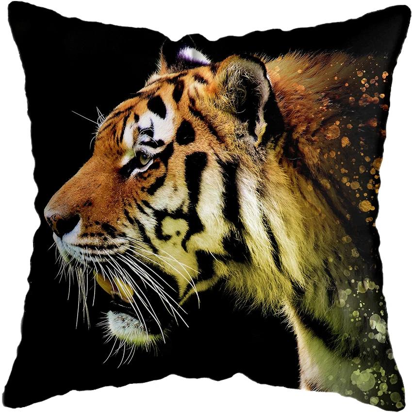 45x45cm Wild Animals Lions Tigers Cushion Cover Pillow Case Decorative Wild Animals Lions Pillow Cover Sofa Chair Pillow Case