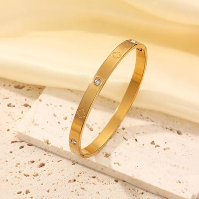 Light Luxury and Versatile Stackable Bracelets Four-leaf Clover Open Bracelet for Women