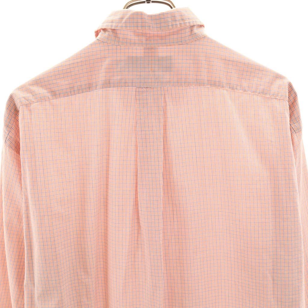 Ralph Lauren Check Pattern Long Sleeve Button Down Shirt M Orange Men's Used