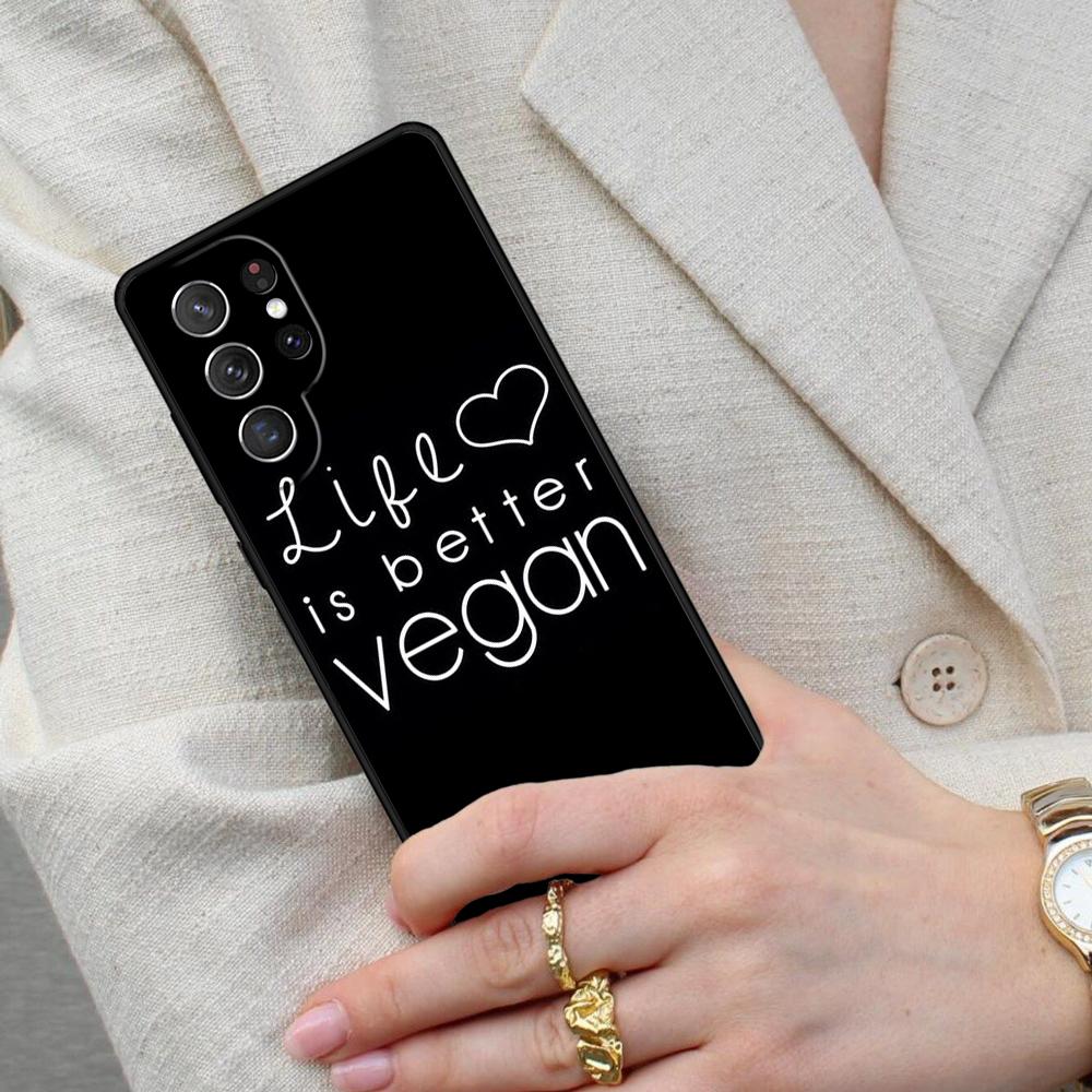 VEGAN FOOD QUOTES ANIMAL LOVE Cell Phone Case for Samsung Galaxy S26 Ultra S25 S24 S23 S22 S21 S20 Note10 Cover