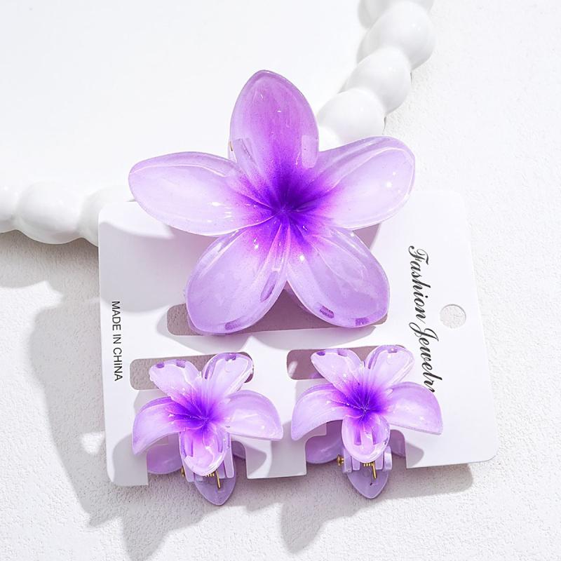3Pcs/Set Sweet Flower Colroful Gradient Hair Claws Ponytail Cip Clamp Barrettes Hairpins For Women Girl Beach Hair Accessories