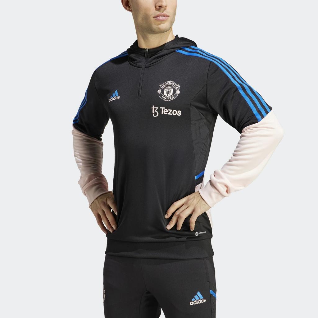 Adidas Casual Hooded Half-Zip Long Sleeve Sweatshirt Men Sweatshirts Black HT4295