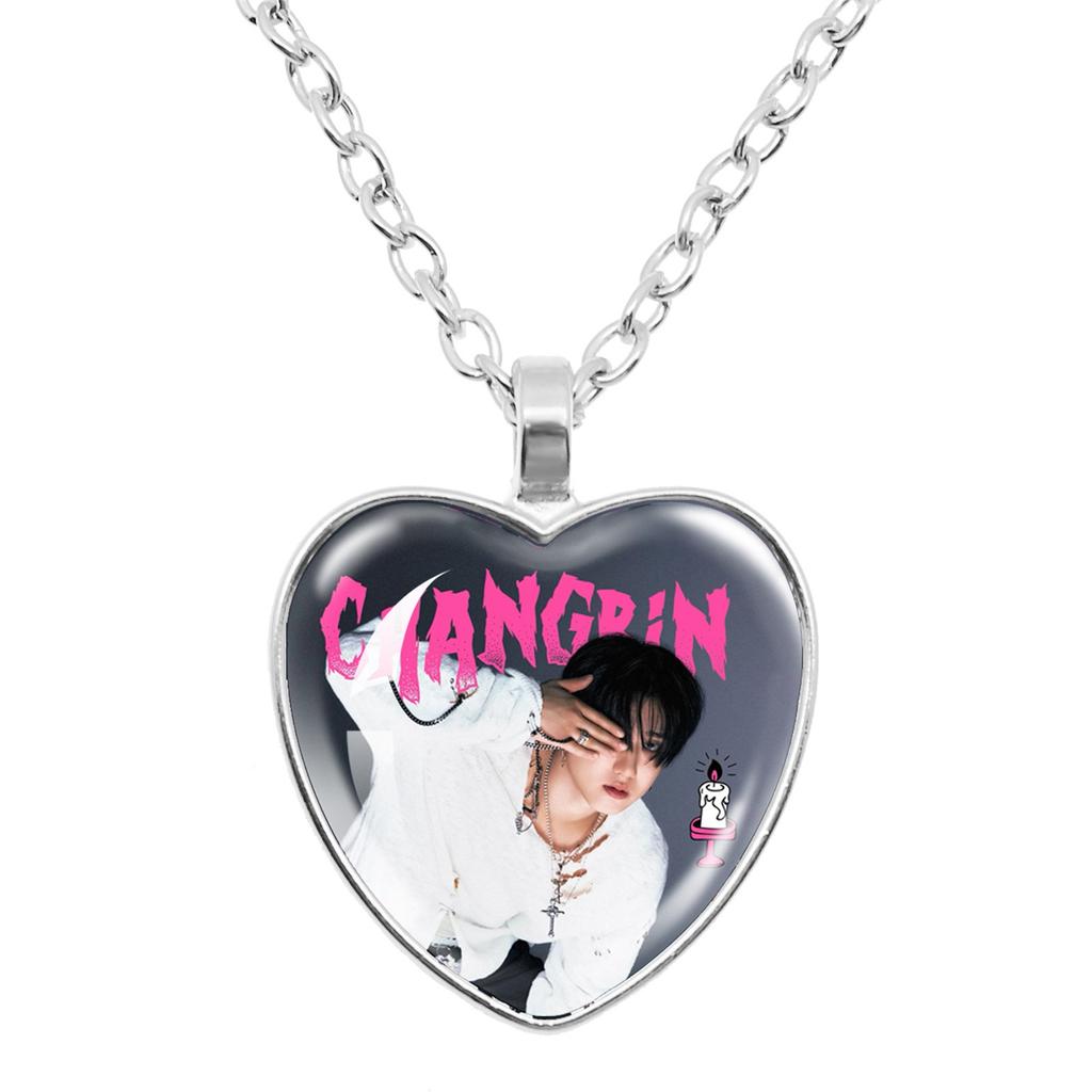 Star Surrounding Time  Heart Shaped Necklace Stray Children's Pendant