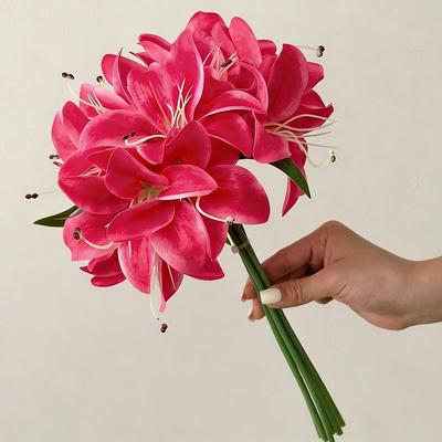 12 Heads Artificial Lilis DIY Flower Floral Arrangement Simulation Flowers Plastic Multicolor Fake Flowers
