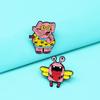Cartoon Elephant & Toothless Friend Swimming Alloy Brooch