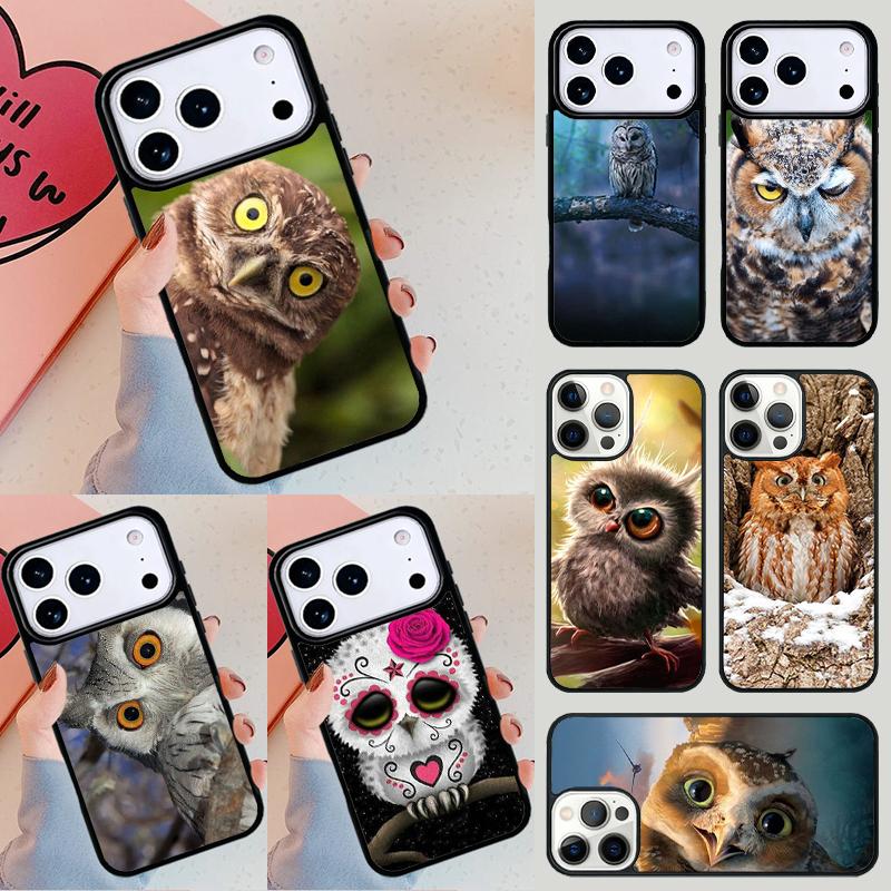 Owl Animal Pattern Soft Phone Case For iPhone 17 Air 14 15 13 12 Max Cover For Apple 16e 11 Pro Max Plus Coque