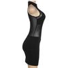 O-neck Sleeveless Hip Wrap Hand-shaped Cover Bodycon Dress Ruched See-Through Mesh Stitching Sexy Mini Dress Club Wear