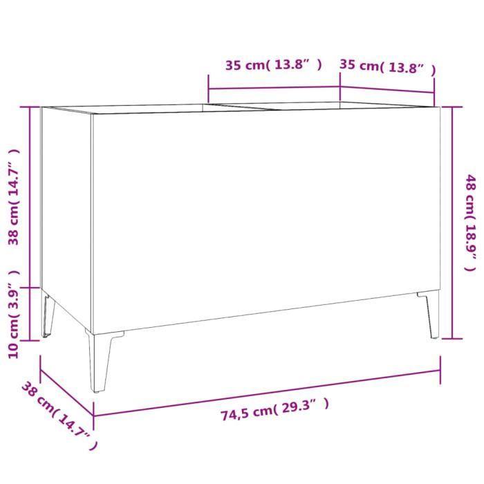 VidaXL Armoire à disques noir 74,5x38x48 cm bois d'ingénierie 831966