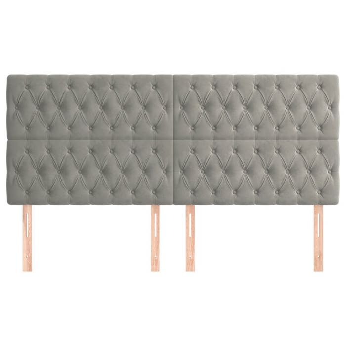 Headboard - Maison Exclusive - Light Grey Velvet - 180x7x118/128 Cm - Wooden Feet