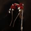 Tassel Rose Hairstick Step Shake U-shape Hairpin Jewelry Flower Hair Clip  Party
